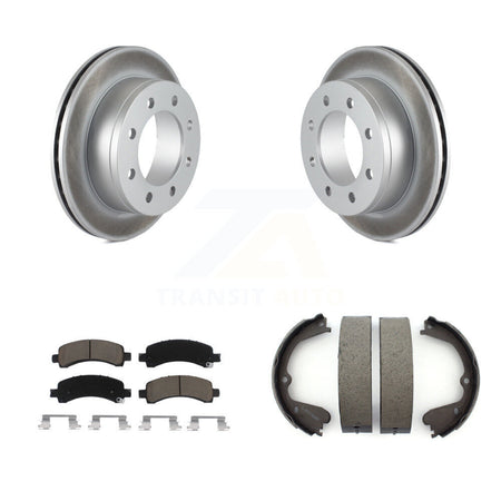Rear Disc Coated Rotors Ceramic Pads & Parking Shoes Kit For GMC Savana 3500 Cutaway Van KGC-103184
