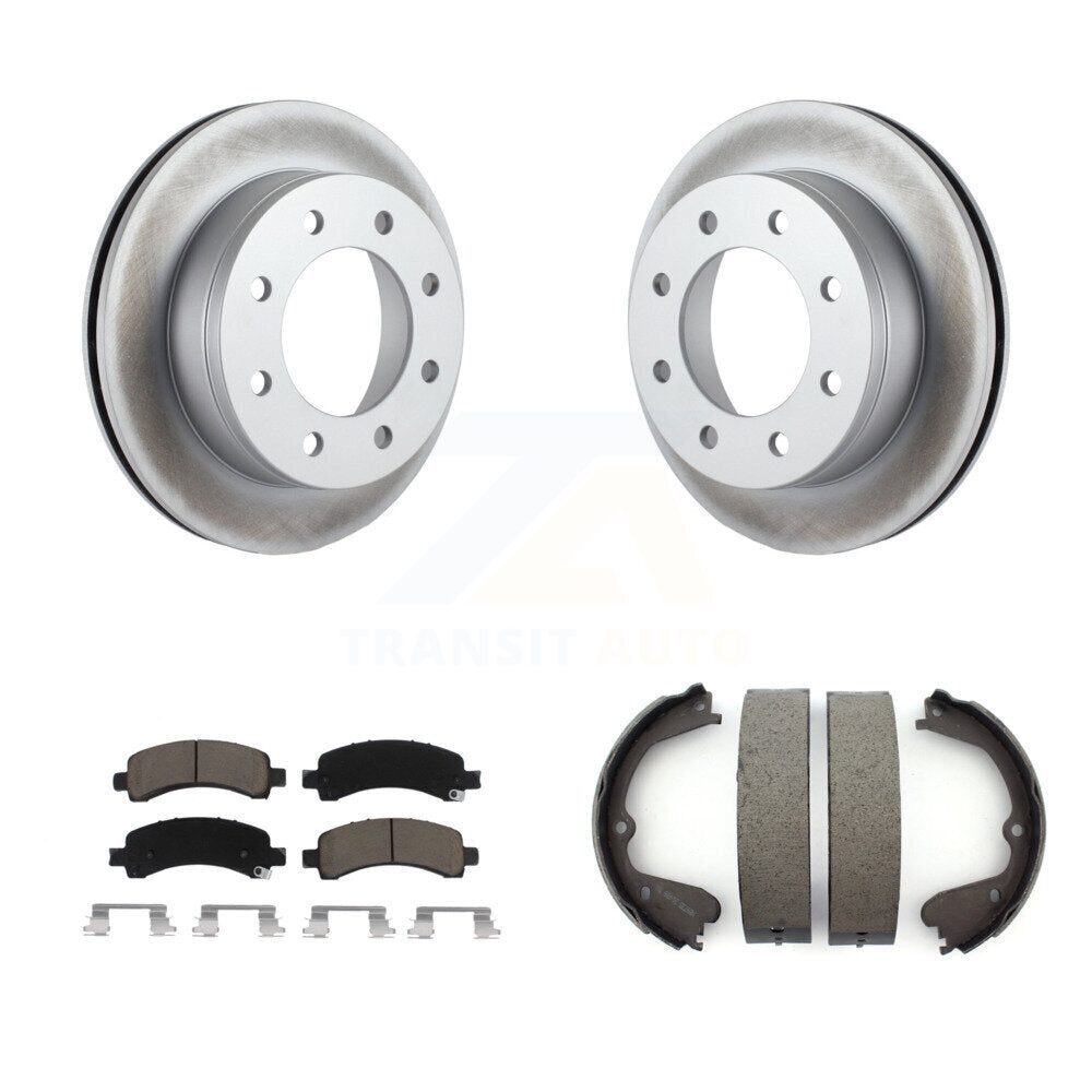 Rear Disc Coated Rotors Ceramic Pads Parking Shoes Kit For 12 GMC Savana 3500 Cutaway Van KGC-103185