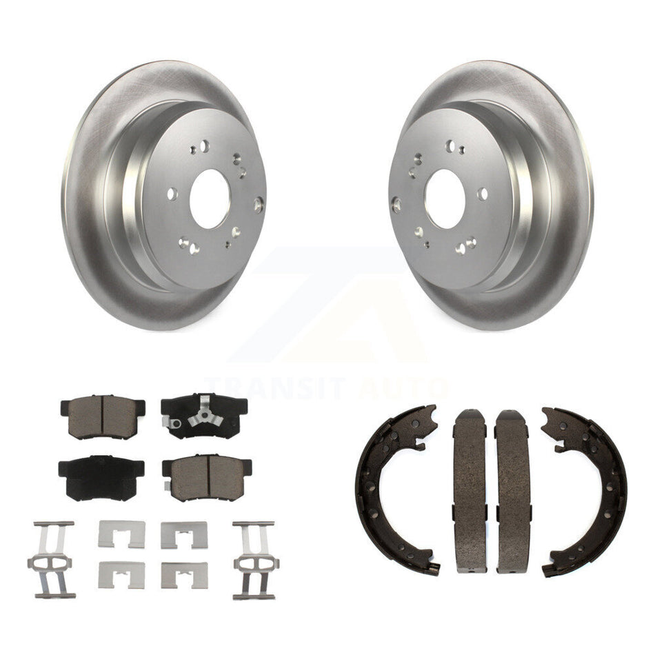 Rear Disc Coated Rotors Ceramic Pads And Parking Brake Shoes Kit For 2005-2006 Honda CR-V KGC-103190