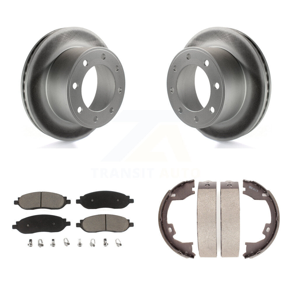 Rear Disc Coated Rotors Ceramic Pads & Parking Shoes Kit For Ford F-350 Super Duty F-250 KGC-103196