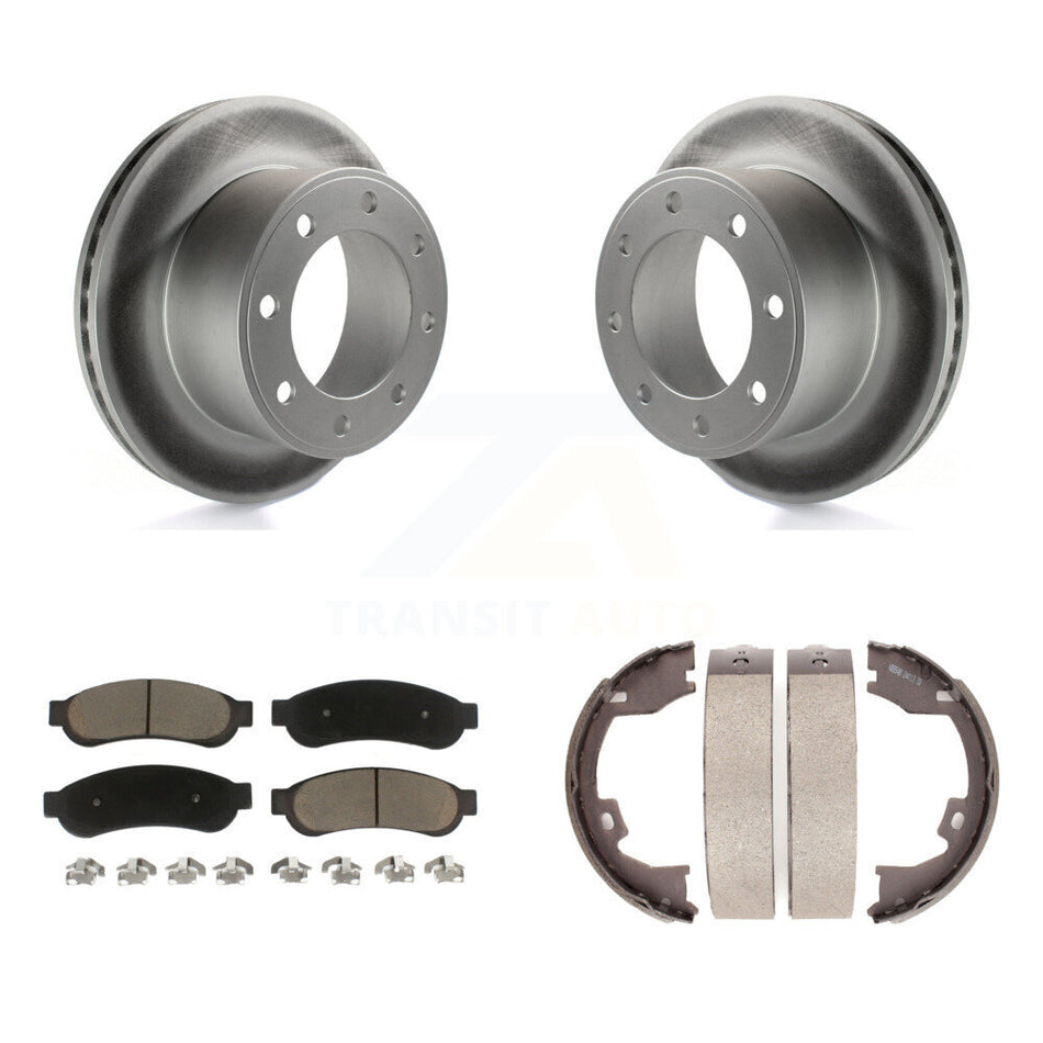 Rear Disc Coated Rotors Ceramic Pads & Parking Shoes Kit For Ford F-250 Super Duty F-350 KGC-103198
