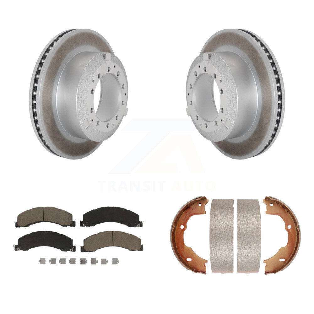 Rear Disc Coated Rotors Ceramic Pads Parking Shoes Kit For Ram Dodge Sterling Truck 4500 KGC-103200