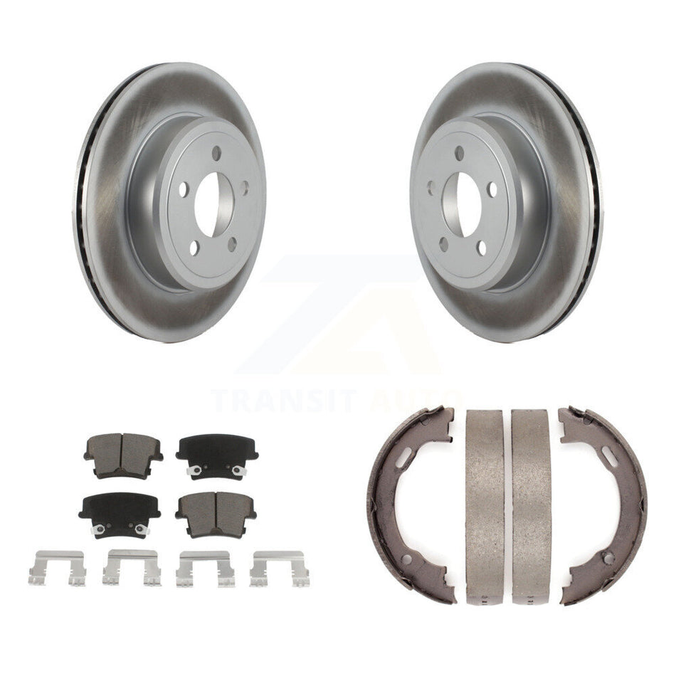 Rear Disc Coated Rotors Ceramic Pads And Parking Shoes Kit For Dodge Chrysler 300 Charger KGC-103202