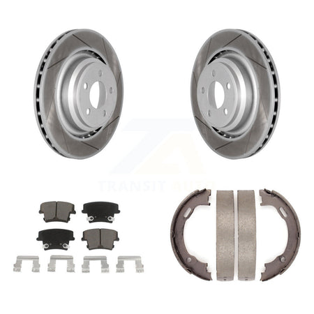 Rear Disc Coated Rotors Ceramic Pads And Parking Brake Shoes Kit For Dodge Charger KGC-103209