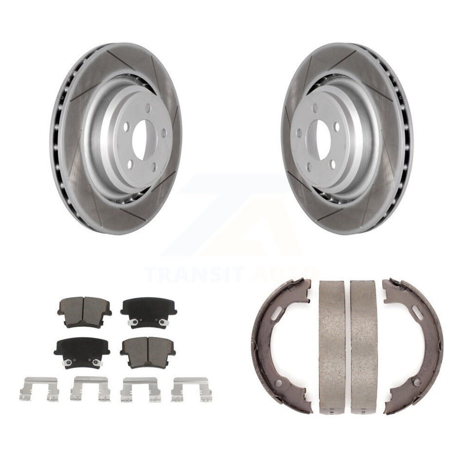 Rear Disc Coated Rotors Ceramic Pads And Parking Brake Shoes Kit For Dodge Charger KGC-103209