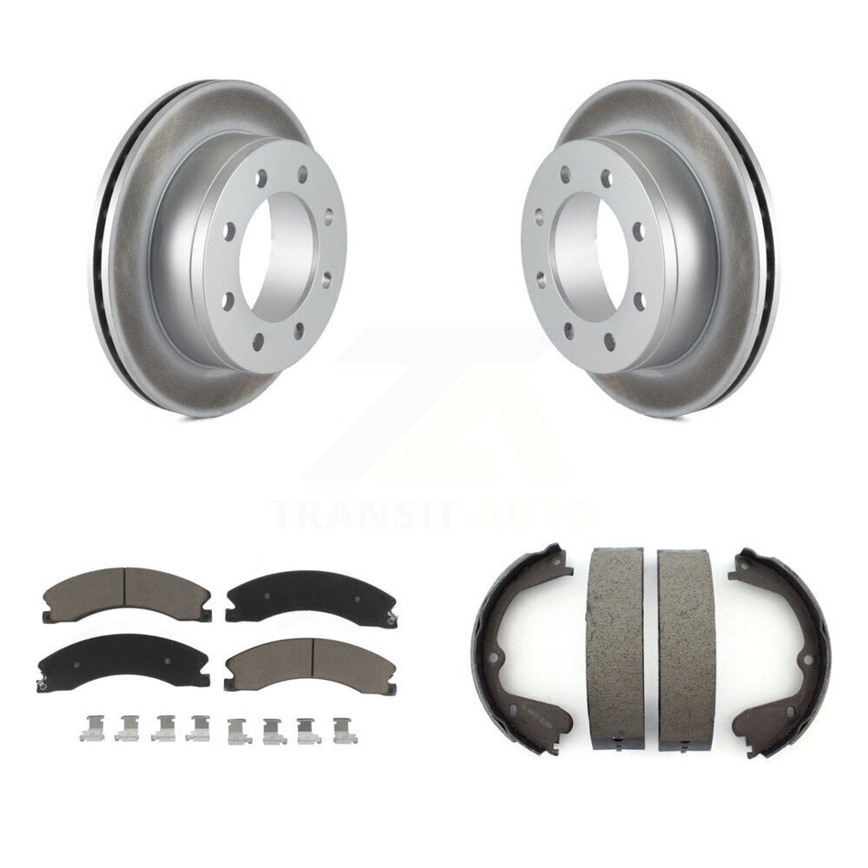 Rear Disc Coated Rotors Ceramic Pads & Parking Brake Shoes Kit For Chevrolet Express 4500 KGC-103211