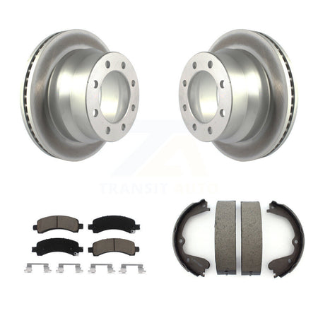 Rear Disc Coated Rotors Ceramic Pads & Parking Brake Shoes Kit For Chevrolet Express 4500 KGC-103212