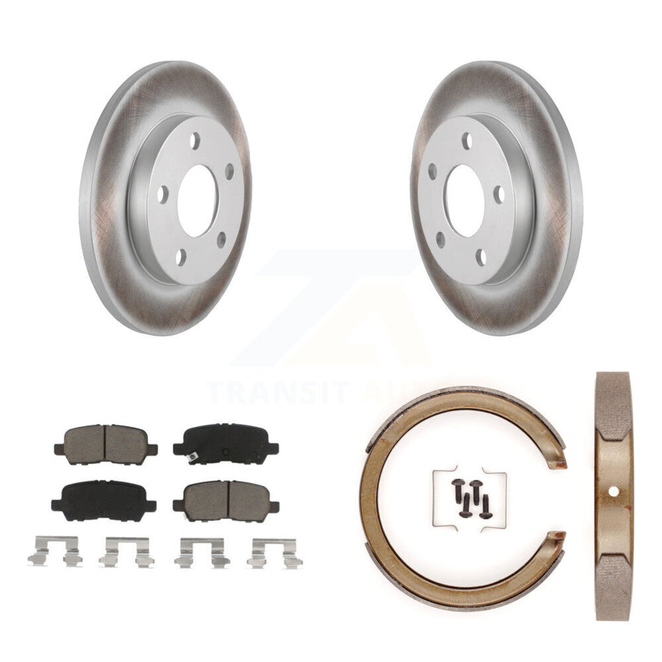 Rear Disc Coated Rotors Ceramic Pads And Parking Brake Shoes Kit For Chevrolet Impala KGC-103214