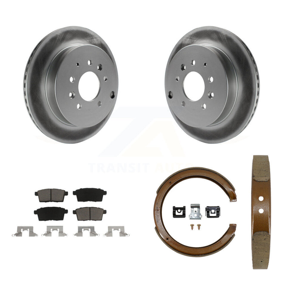 Rear Disc Coated Rotors Ceramic Pads & Parking Shoes Kit For Ford Edge Mazda CX-7 Lincoln KGC-103222
