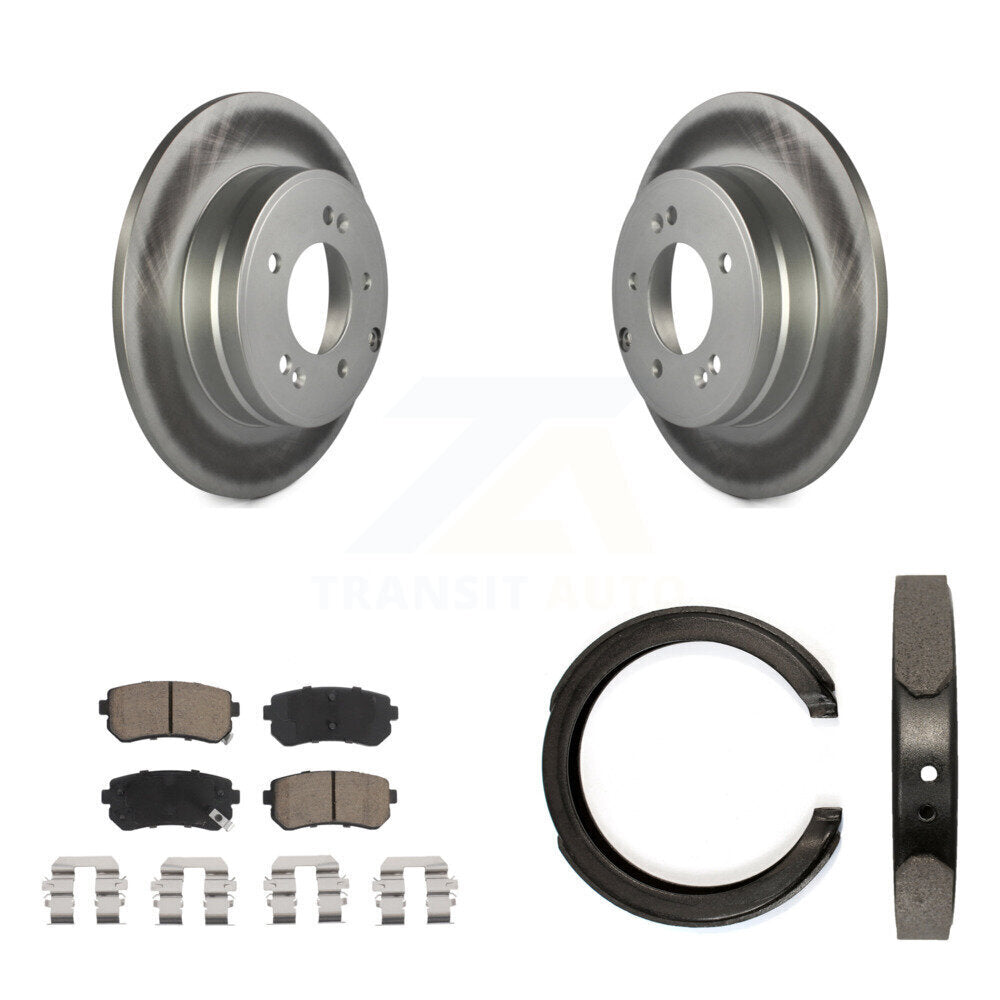 Rear Disc Coated Rotors Ceramic Pads And Parking Brake Shoes Kit For Kia Optima KGC-103225