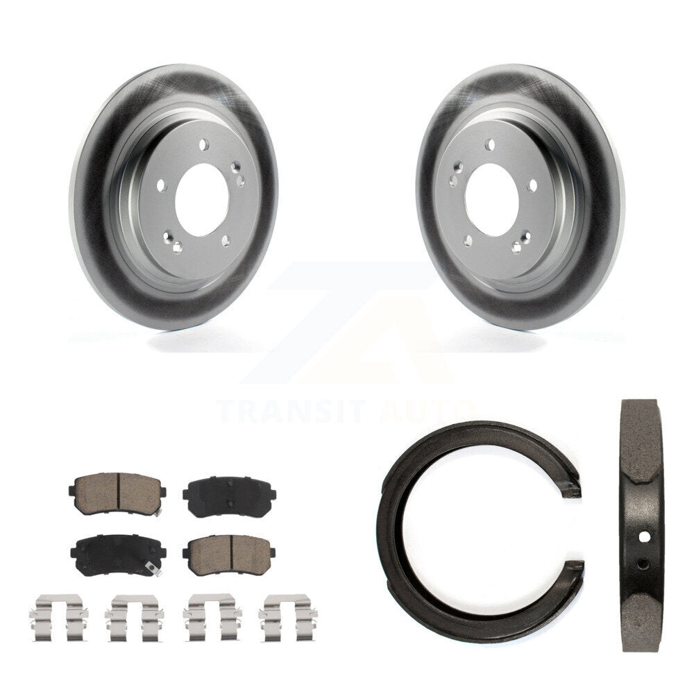 Rear Disc Coated Rotors Ceramic Pads And Parking Brake Shoes Kit For Kia Optima KGC-103226