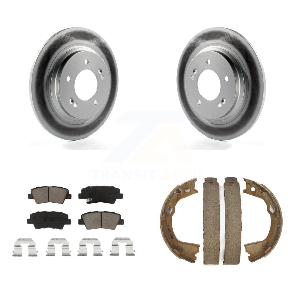 Rear Disc Coated Rotors Ceramic Pads And Parking Brake Shoes Kit For Kia Optima KGC-103228