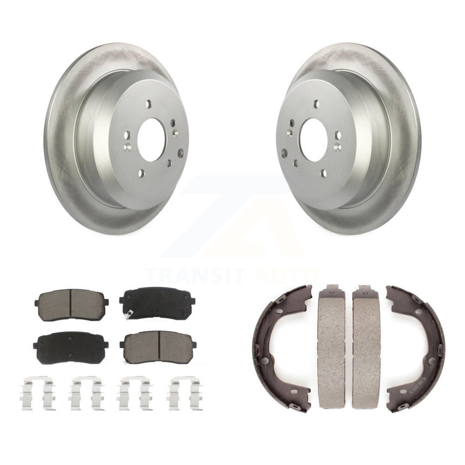 Rear Disc Coated Rotors Ceramic Pads And Parking Shoes Kit For 2007-2012 Hyundai Veracruz KGC-103233