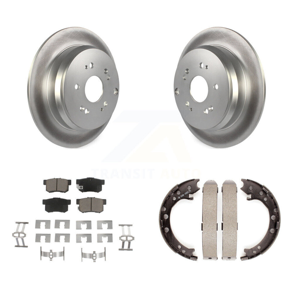 Rear Disc Coated Rotors Ceramic Pads And Parking Brake Shoes Kit For Acura RDX KGC-103234