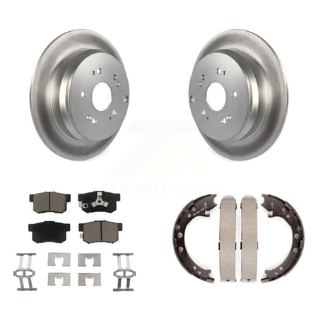 Rear Disc Coated Rotors Ceramic Pads And Parking Brake Shoes Kit For Honda CR-V Acura RDX KGC-103235
