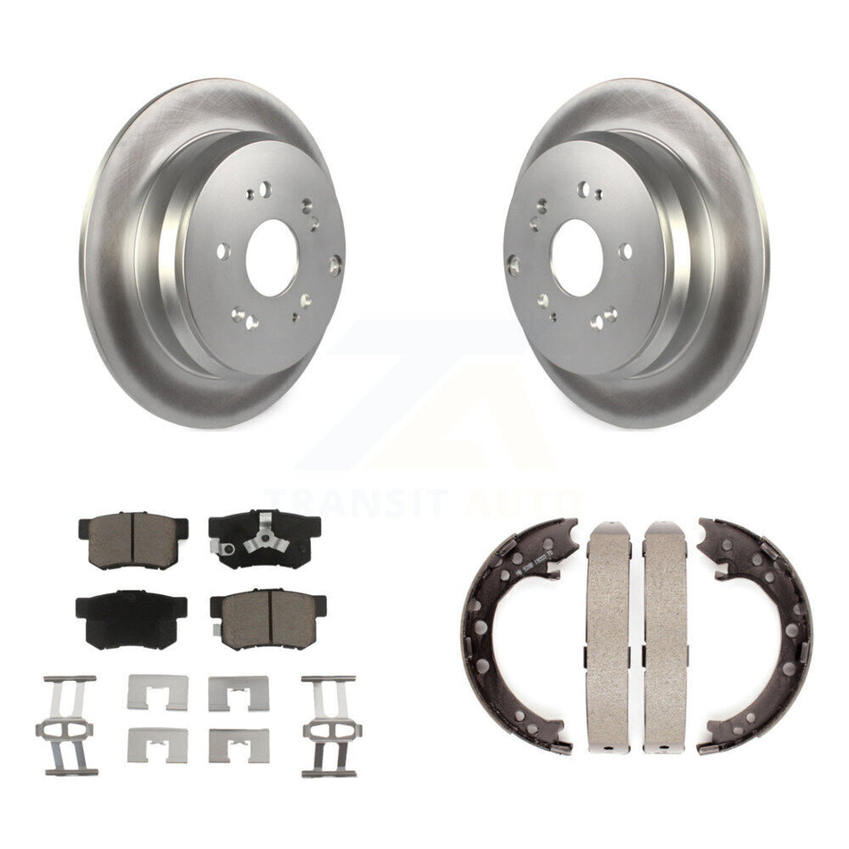 Rear Disc Coated Rotors Ceramic Pads And Parking Brake Shoes Kit For Honda CR-V Acura RDX KGC-103235