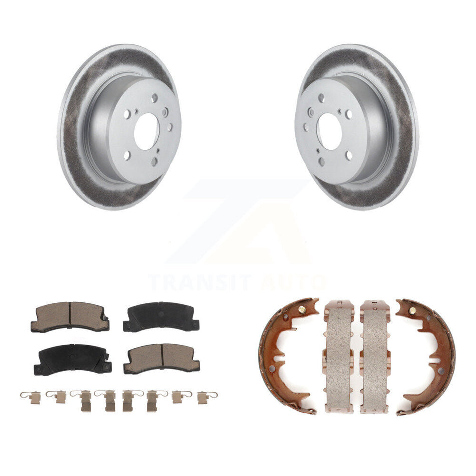 Rear Disc Coated Rotors Ceramic Pads And Parking Shoes Kit For 1999-2003 Lexus RX300 AWD KGC-103243