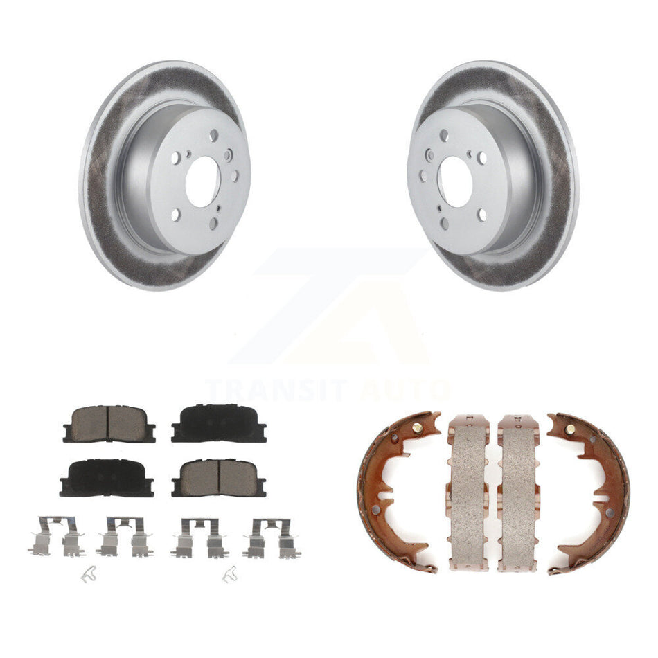 Rear Disc Coated Rotors Ceramic Pads & Parking Shoes Kit For 01-03 Toyota Highlander AWD KGC-103244