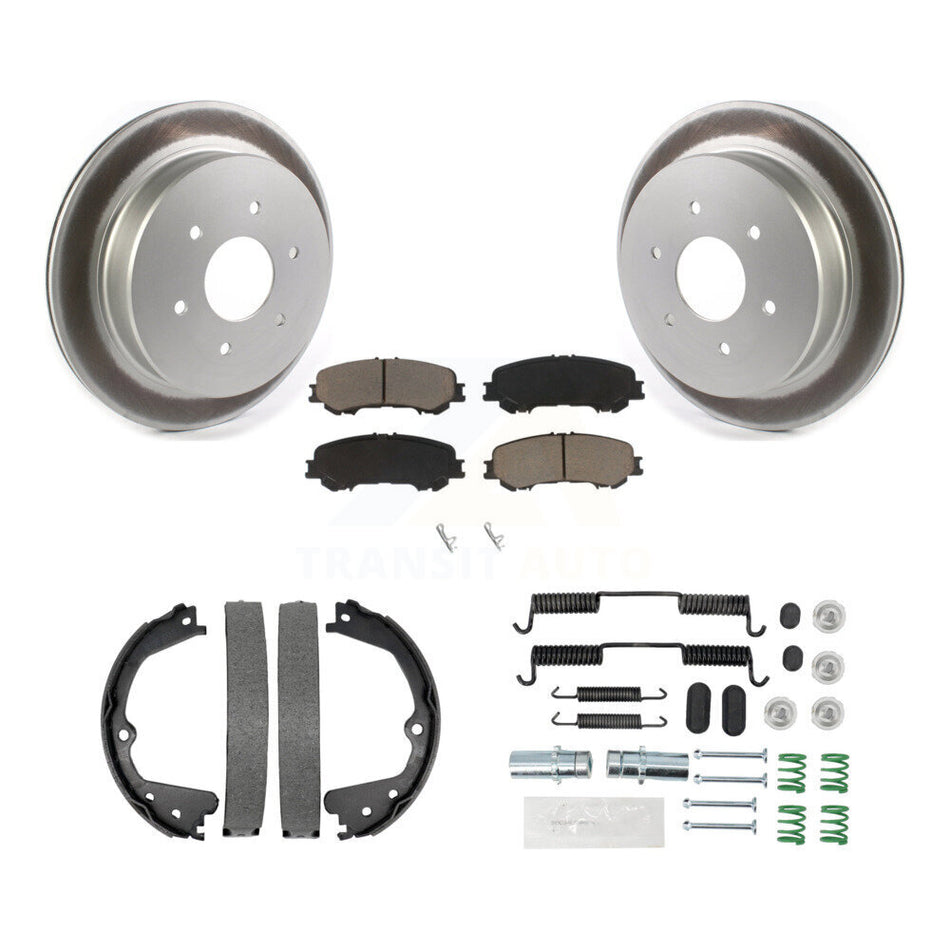 Rear Disc Coated Rotors Ceramic Pads Parking Shoes & Hardware Kit For 17-23 Nissan TITAN KGC-103253