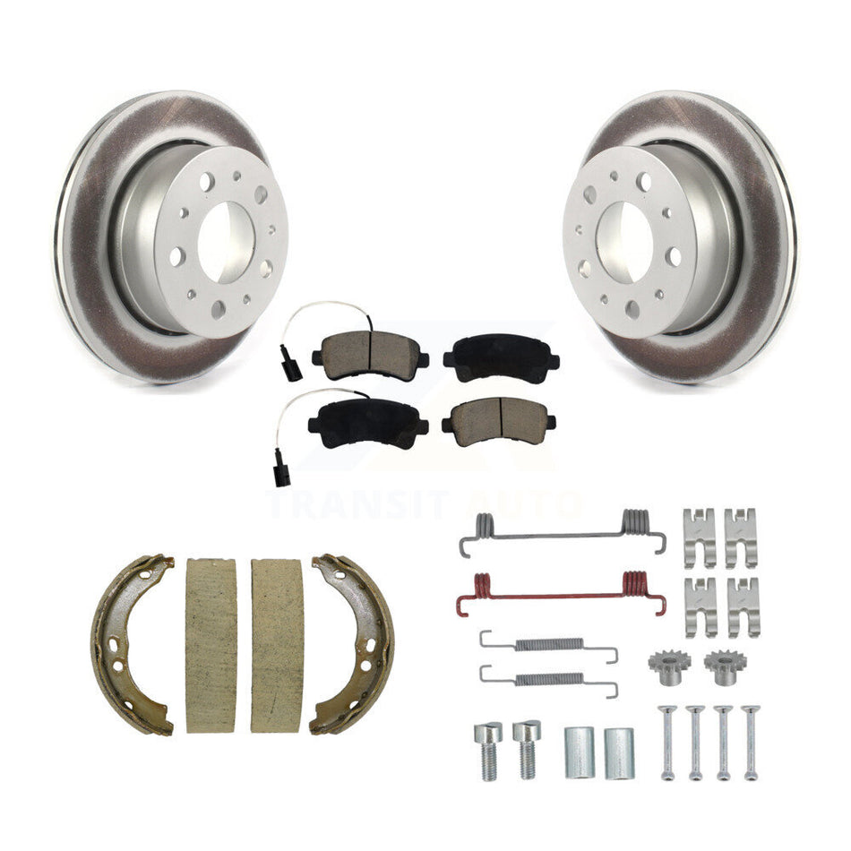 Rear Disc Coated Rotors Ceramic Pads Parking Shoes & Hardware Kit For Ram ProMaster 2500 KGC-103254