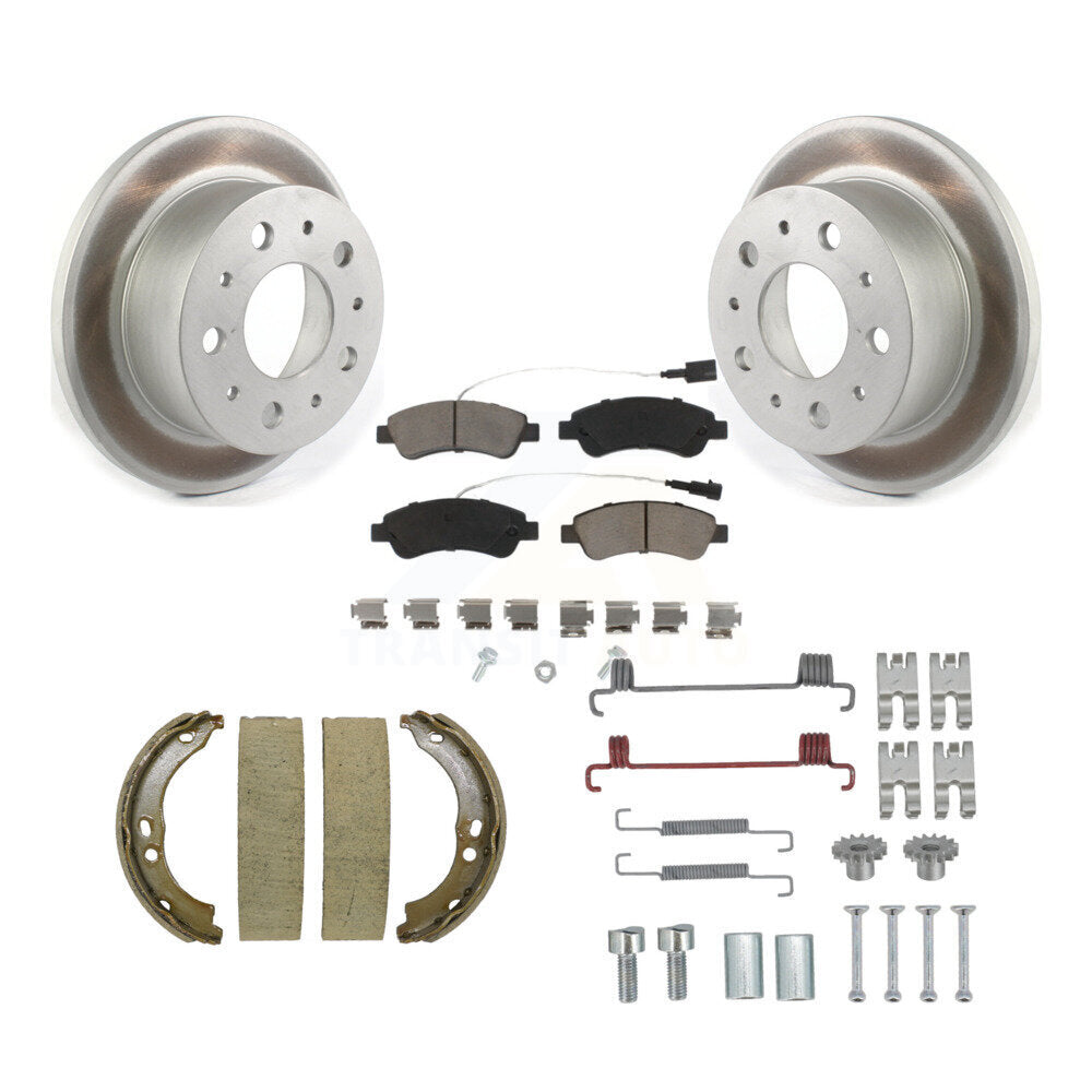Rear Disc Coated Rotors Ceramic Pads Parking Shoes & Hardware Kit For Ram ProMaster 2500 KGC-103255