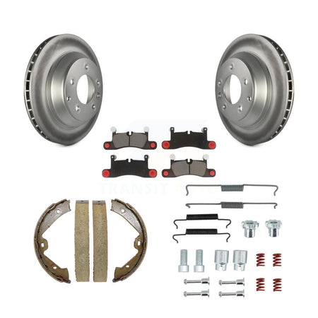 Rear Disc Coated Rotors Ceramic Pads Parking Shoes & Hardware Kit For Volkswagen Touareg KGC-103257