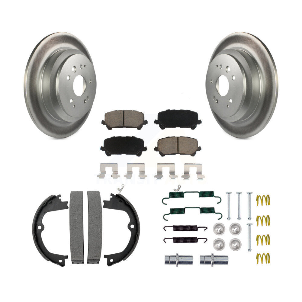 Rear Disc Coated Rotors Ceramic Pads Parking Shoes & Hardware Kit For 2014-2016 Acura MDX KGC-103258