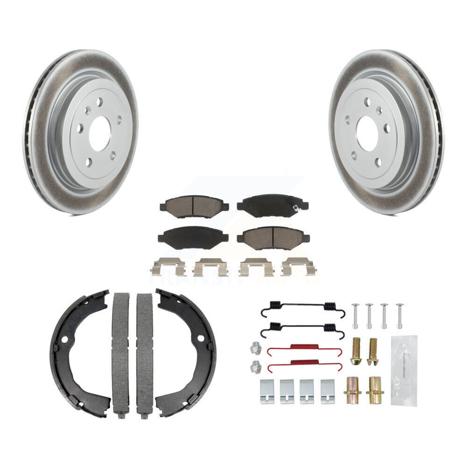 Rear Disc Coated Rotors Ceramic Pads Parking Shoes Hardware Kit For Chevrolet Camaro CTS KGC-103261