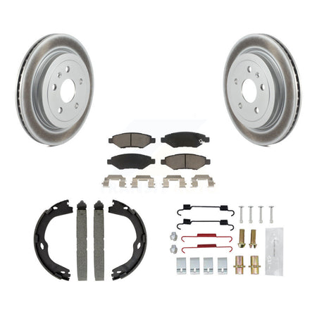 Rear Disc Coated Rotors Ceramic Pads Parking Brake Shoes & Hardware Kit For Cadillac CTS KGC-103264