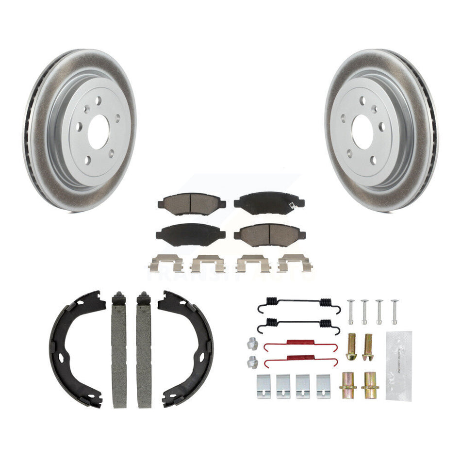Rear Disc Coated Rotors Ceramic Pads Parking Brake Shoes & Hardware Kit For Cadillac CTS KGC-103264