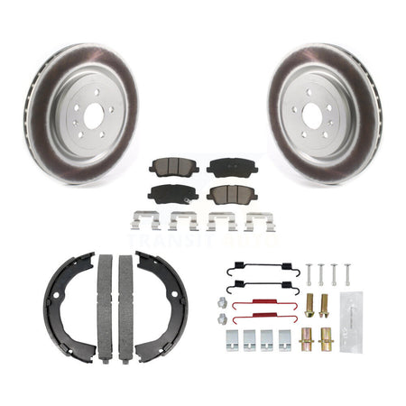 Rear Disc Coated Rotors Ceramic Pads Parking Brake Shoes & Hardware Kit For Cadillac CTS KGC-103265