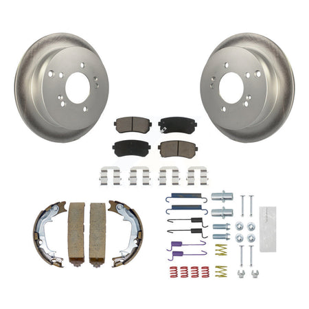 Rear Disc Coated Rotors Ceramic Pads Parking Shoes & Hardware Kit For Hyundai Tucson Kia KGC-103269
