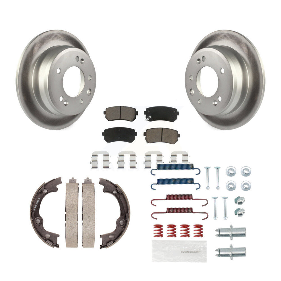 Rear Disc Coated Rotors Ceramic Pads Parking Shoes & Hardware Kit For Hyundai Tucson FWD KGC-103270