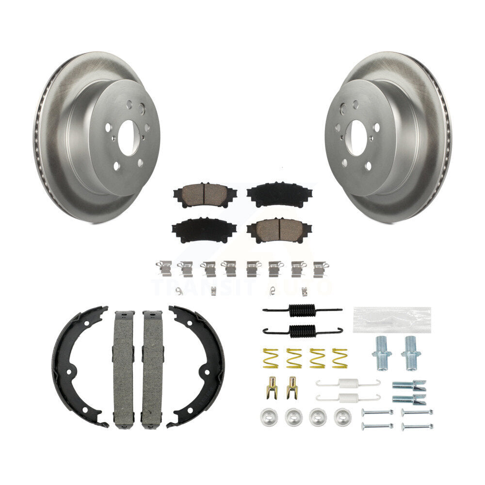 Rear Disc Coated Rotors Ceramic Pads Parking Brake Shoes And Hardware Kit For Lexus IS250 KGC-103276