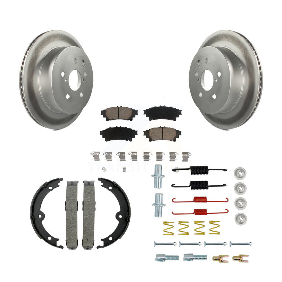 Rear Disc Coated Rotors Ceramic Pads Parking Brake Shoes And Hardware Kit For Lexus IS350 KGC-103277