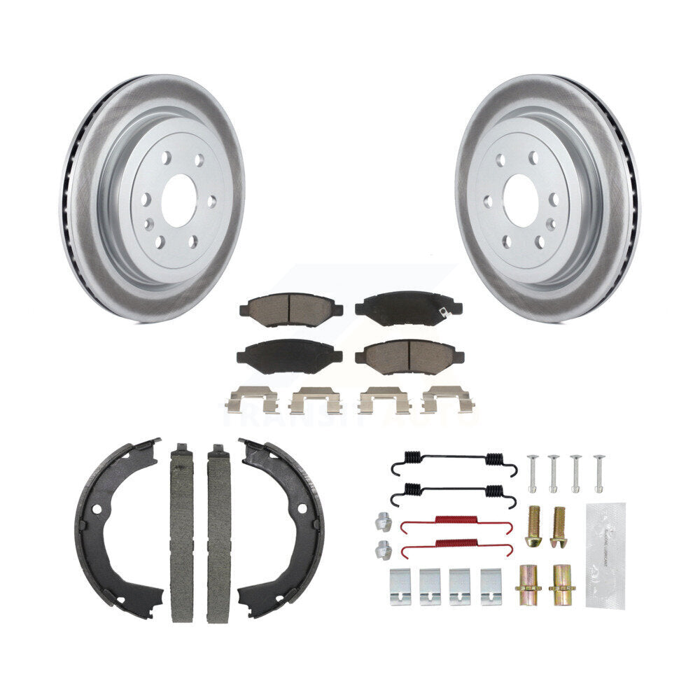 Rear Disc Coated Rotors Ceramic Pads Parking Shoes & Hardware Kit For 10-16 Cadillac SRX KGC-103278