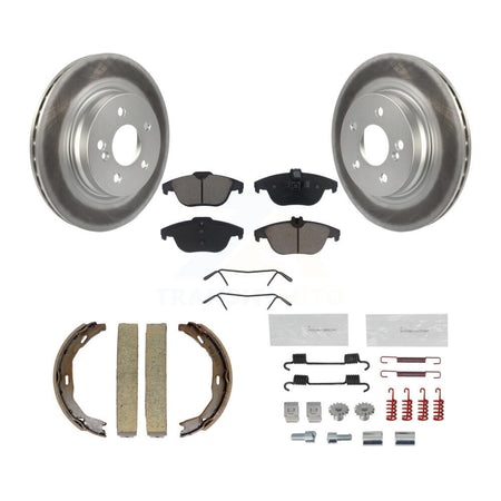 Rear Disc Coated Rotors Ceramic Pads Parking Shoes & Hardware Kit For Mercedes-Benz C300 KGC-103282