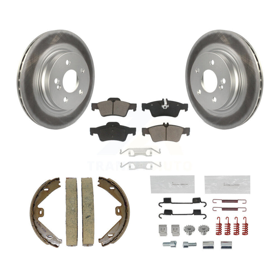 Rear Disc Coated Rotors Ceramic Pads Parking Shoes & Hardware Kit For Mercedes-Benz E550 KGC-103285