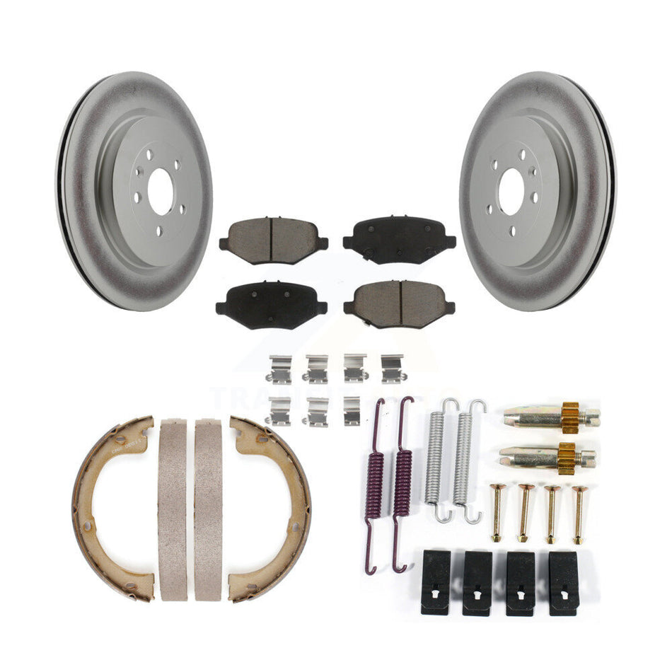Rear Disc Coated Rotors Ceramic Pads Parking Brake Shoes And Hardware Kit For Lincoln MKT KGC-103291