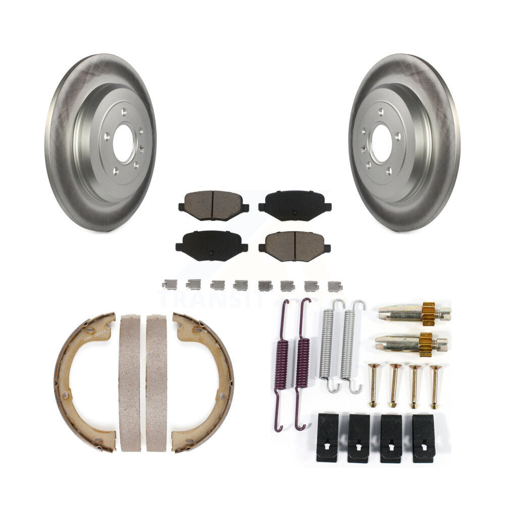 Rear Disc Coated Rotors Ceramic Pads Parking Brake Shoes And Hardware Kit For Lincoln MKT KGC-103292