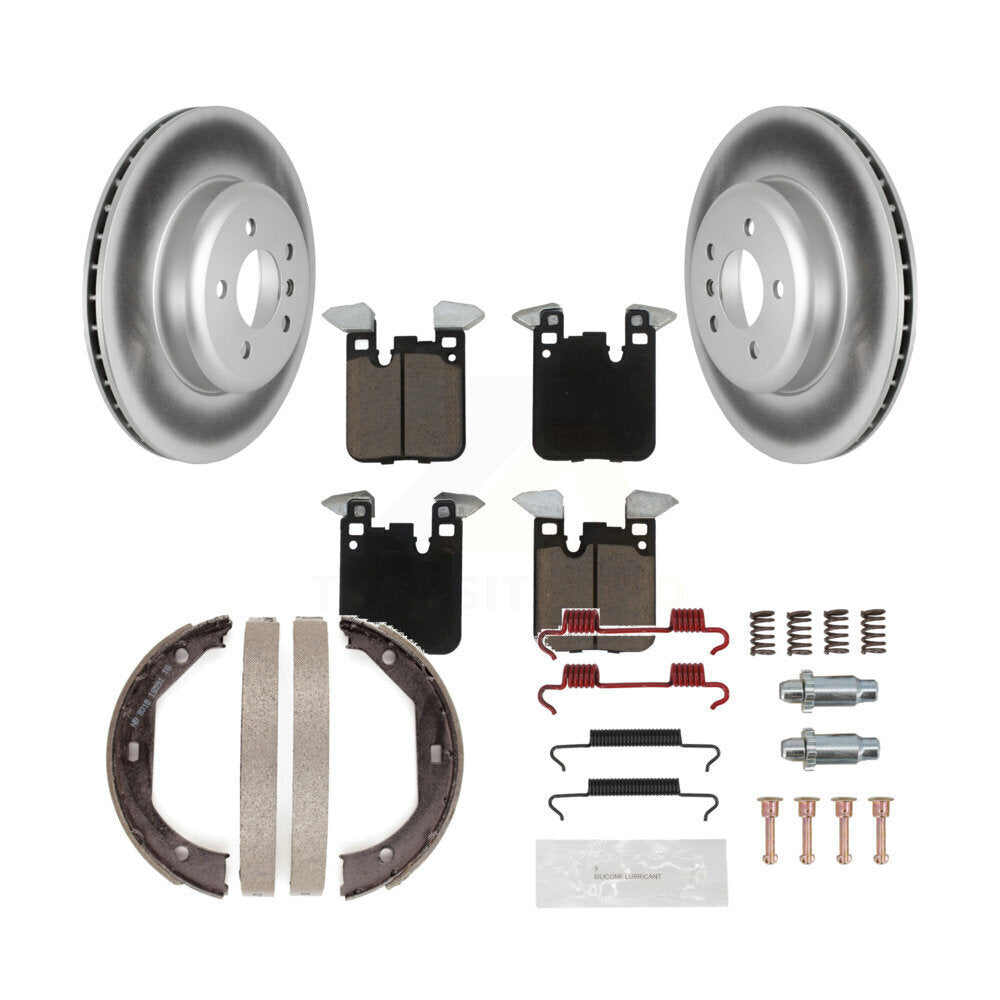 Rear Disc Coated Rotors Ceramic Pads Parking Shoes Hardware Kit For BMW 428i xDrive Gran KGC-103305