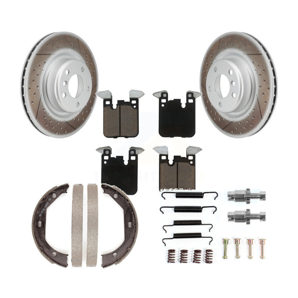 Rear Disc Coated Rotors Ceramic Pads Parking Shoes Hardware Kit For BMW 428i Convertible KGC-103311