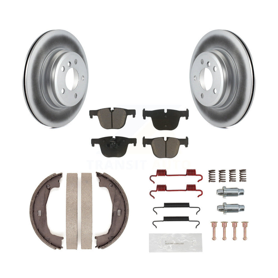 Rear Disc Coated Rotors Ceramic Pads Parking Shoes Hardware Kit For BMW 428i xDrive Gran KGC-103320