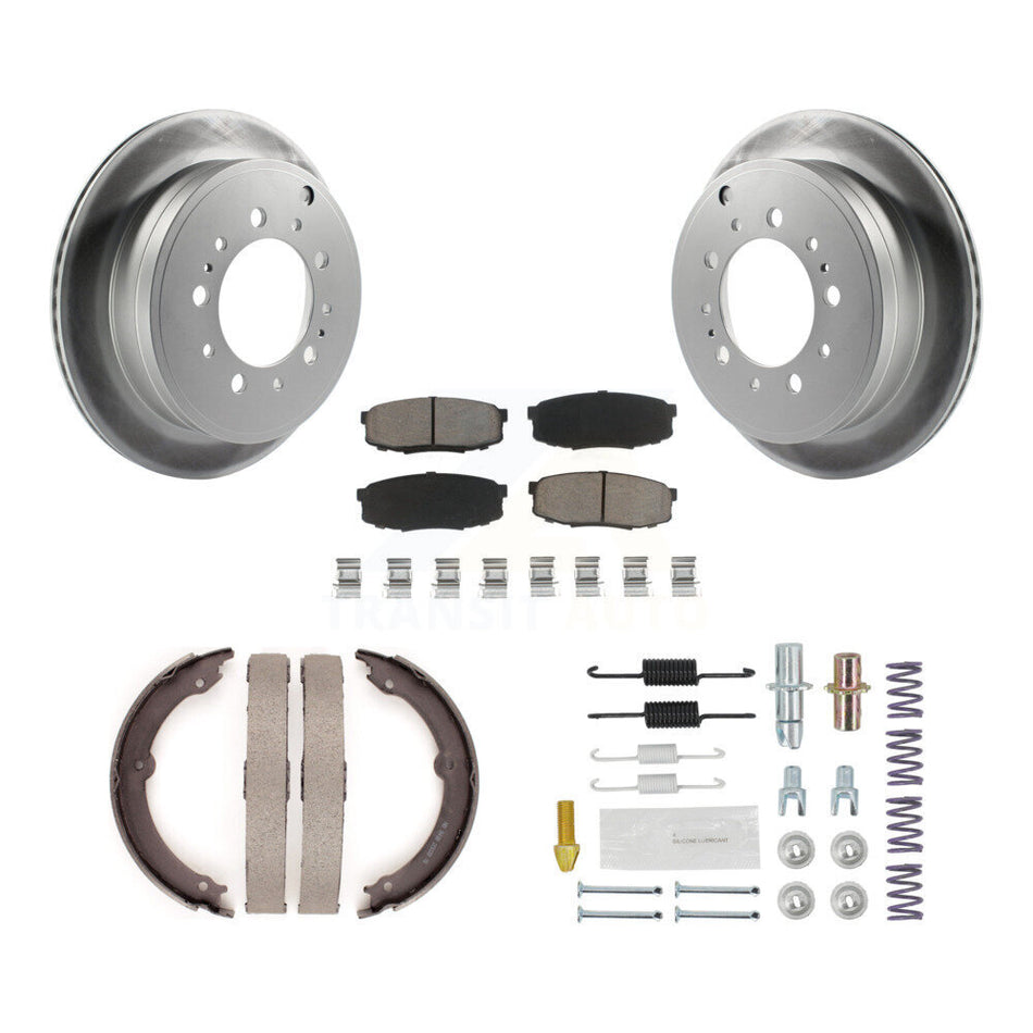 Rear Disc Coated Rotors Ceramic Pads Parking Shoes Hardware Kit For Toyota Tundra Sequoia KGC-103341