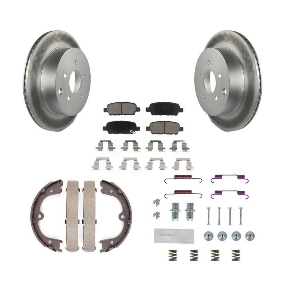 Rear Disc Coated Rotors Ceramic Pads Parking Shoes & Hardware Kit For Nissan Murano QX60 KGC-103342