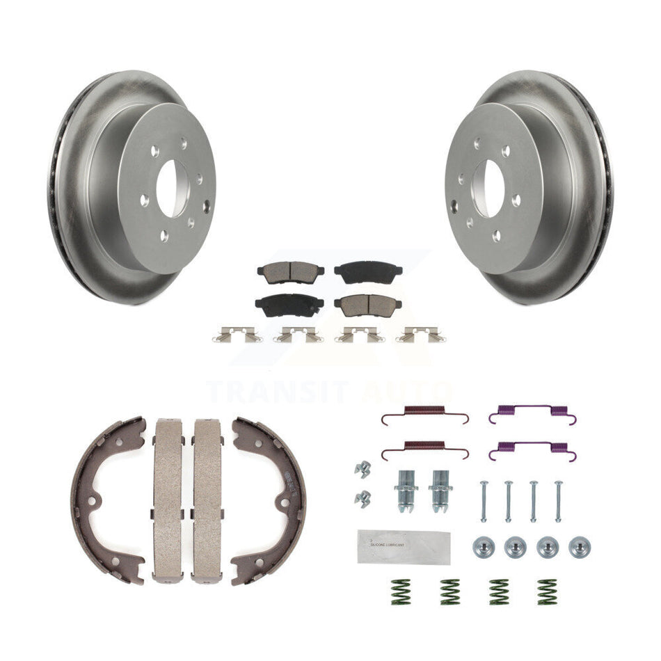 Rear Disc Coated Rotors Ceramic Pads Parking Brake Shoes Hardware Kit For Nissan Frontier KGC-103344