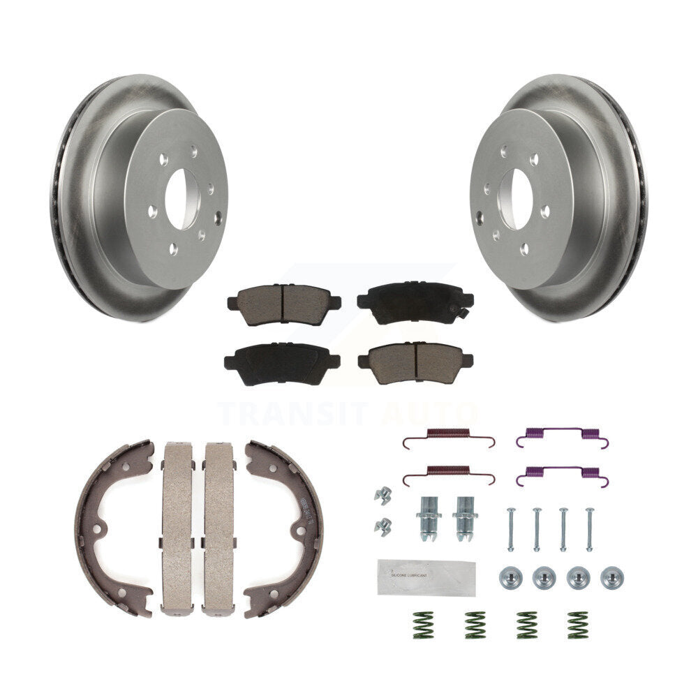 Rear Disc Coated Rotors Ceramic Pads Parking Shoes & Hardware Kit For 06-07 Nissan Xterra KGC-103346