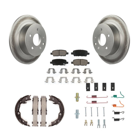 Rear Disc Coated Rotors Ceramic Pads Parking Shoes & Hardware Kit For Nissan Sentra Juke KGC-103350