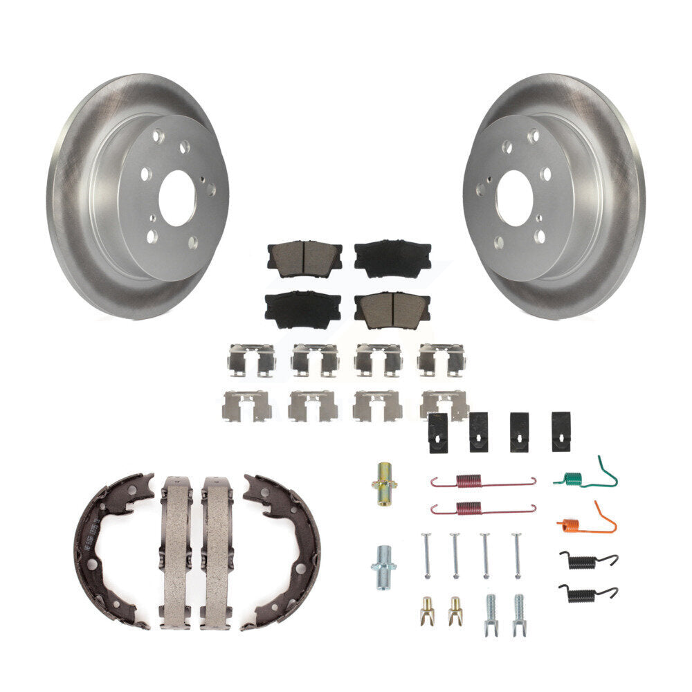 Rear Disc Coated Rotors Ceramic Pads Parking Shoes And Hardware Kit For Toyota RAV4 Lexus KGC-103352