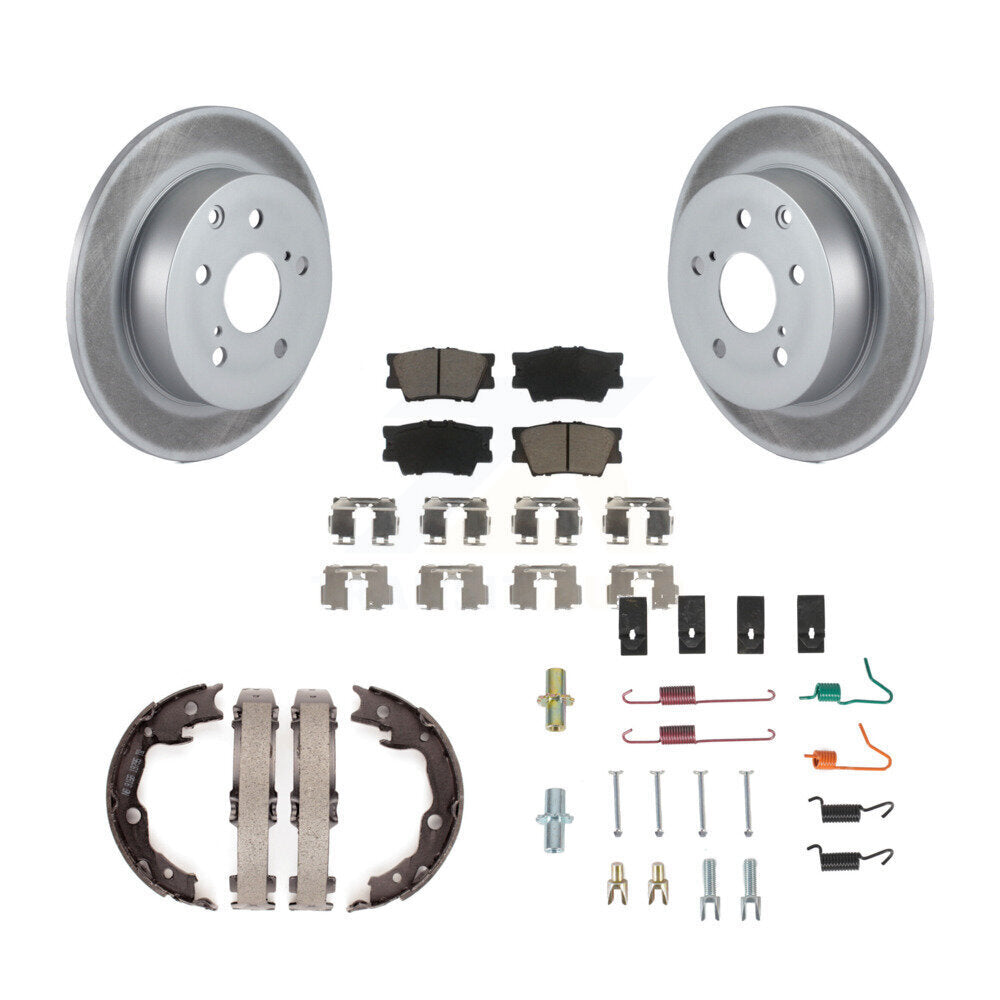 Rear Disc Coated Rotors Ceramic Pads Parking Shoes Hardware Kit For Toyota Matrix Pontiac KGC-103353